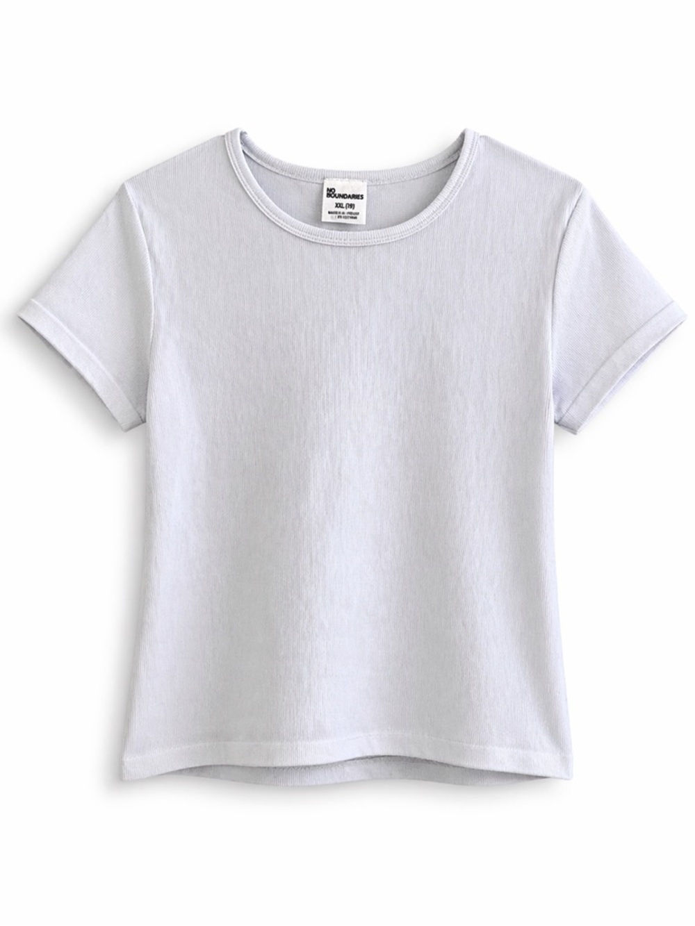 No Boundaries Ribbed Cropped T Shirt XXL White Fitted Stretch Basic Tee